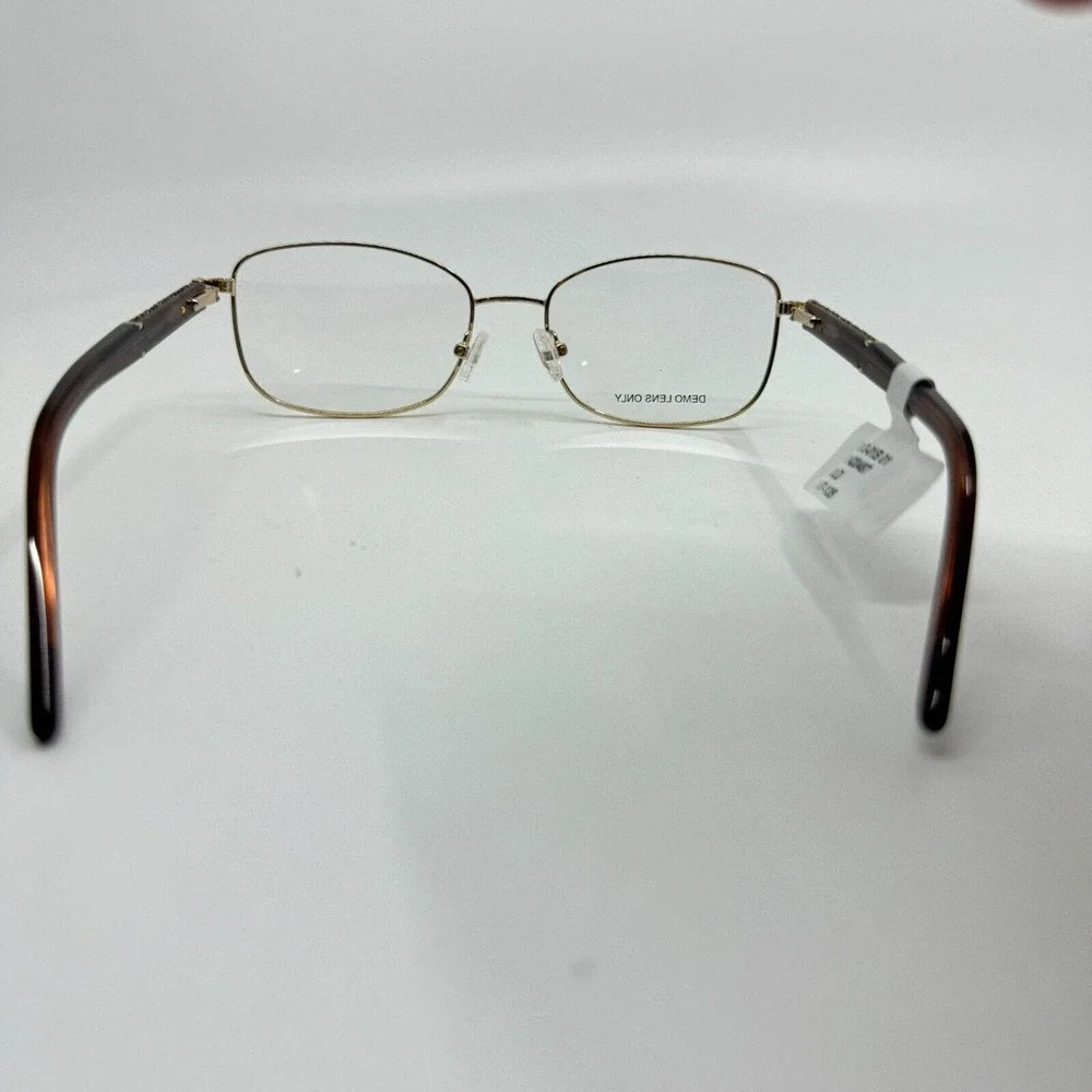 0413-01B 01 Gold Womens Rectangular Full Rim Eyeglasses Frames 52-17-135‎ H10518